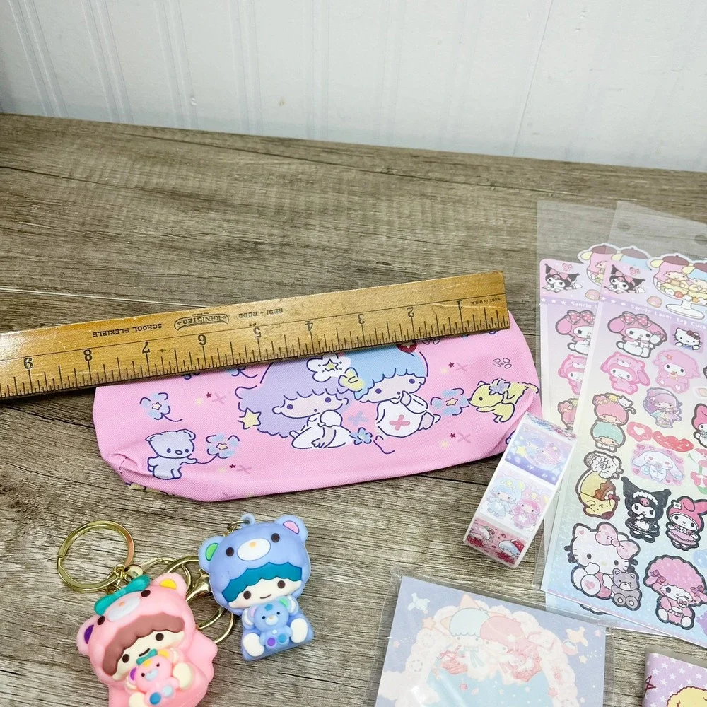 Sanrio Little Twin Stars Stationery Set Pencil Case Notebook Keychains Stickers